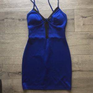 Super cute Blue dress with lace back and trim